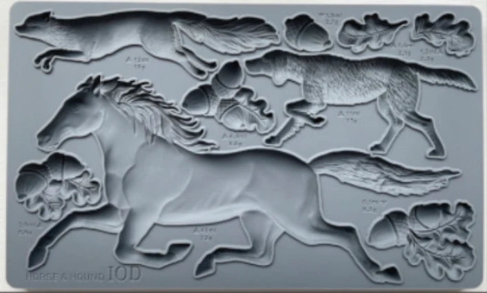 HORSES & HOUND Mould by IOD (6"x10", 15.24cm x 25.4cm) - Rustic Farmhouse Charm