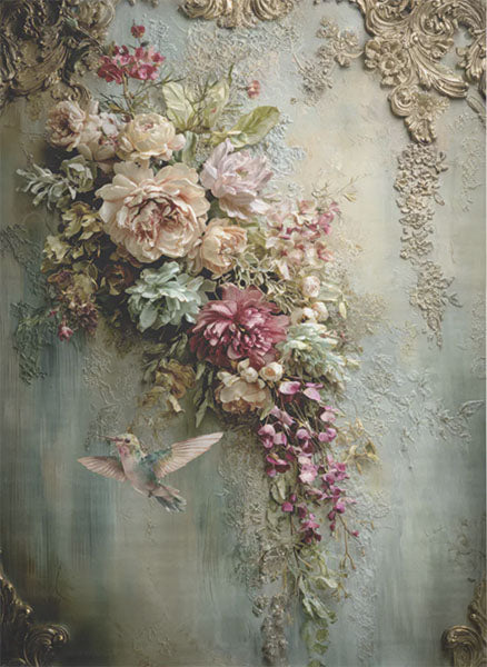 Decoupage Tissue Paper - Hummingbird Cascading Blossoms (53.34cm x 73.66cm)