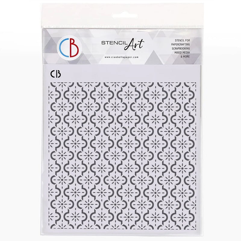 IBERIAN TILES Stencil by Ciao Bella (20.32cm x 20.32cm) - Rustic Farmhouse Charm