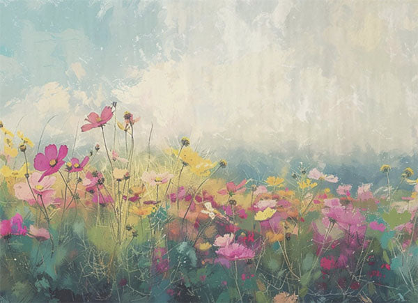 Decoupage Tissue Paper - Impressionistic Floral Meadow Landscape (53.34cm x 73.66cm)