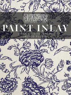 INDIGO FLORAL Paint Inlay by IOD (set of eight 12"x16" sheets) - Rustic Farmhouse Charm
