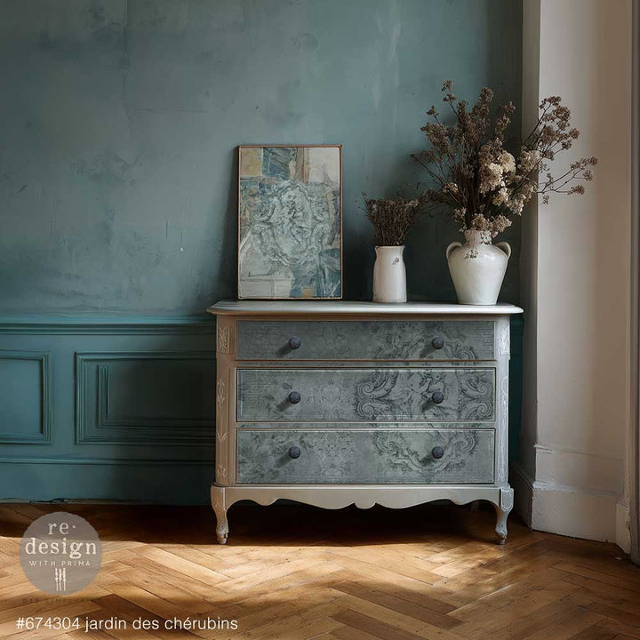 NEW! Redesign Double Delight Decoupage Fibre Paper Set (2 Sheets) - JARDIN DES CHERUBINS - Rustic Farmhouse Charm