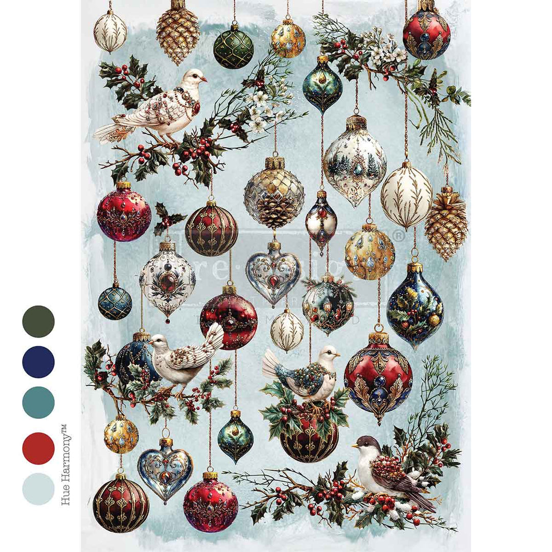 NEW! Redesign A4 Decoupage Fibre Paper - JEWEL OF THE SEASON - Rustic Farmhouse Charm