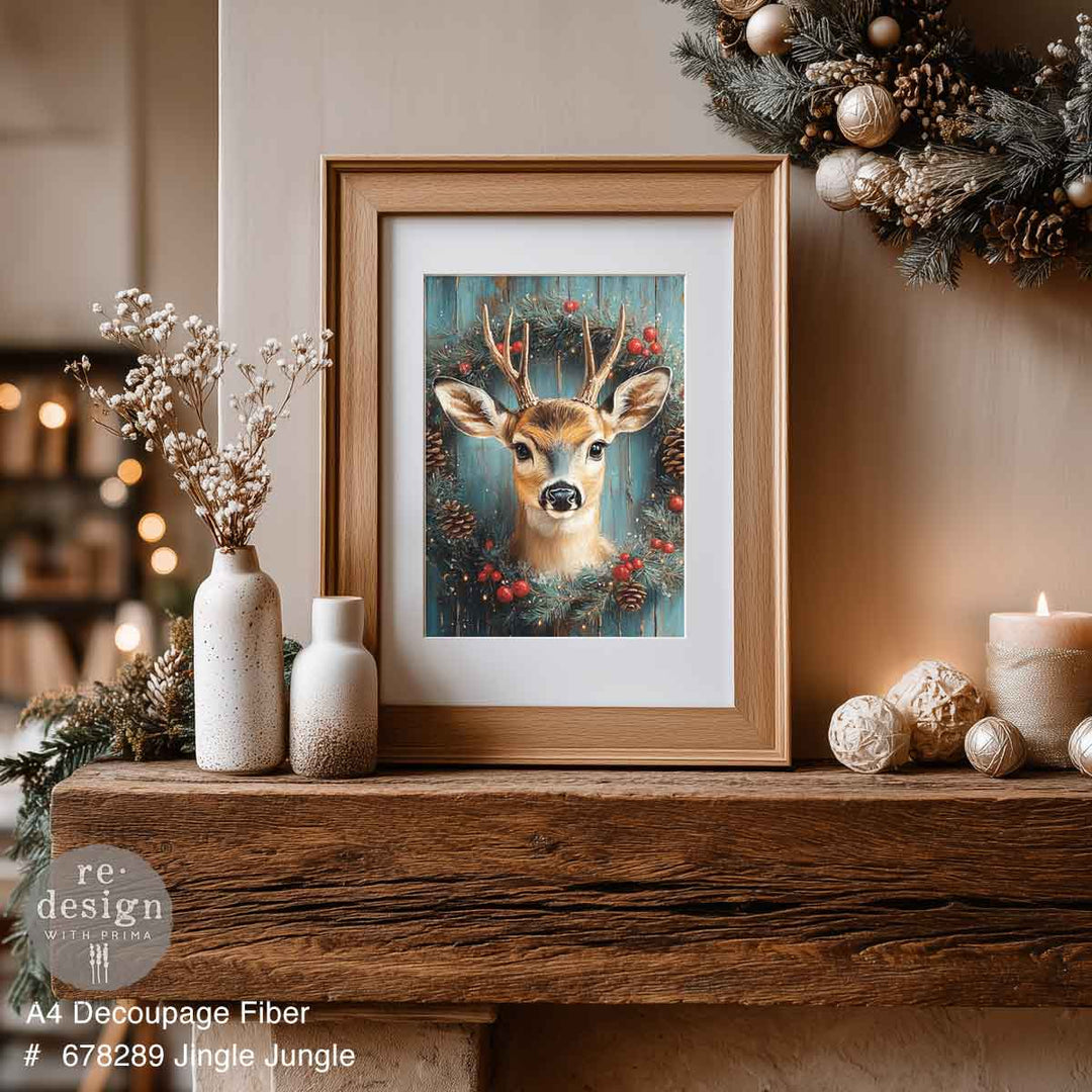 NEW! Redesign A4 Decoupage Fibre Paper - JINGLE JUNGLE - Rustic Farmhouse Charm