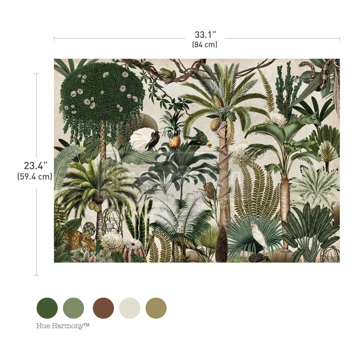 LIMITED! Redesign A1 Decoupage Fibre Paper - JUNGLE BLOOM (59.44cm x 84.07cm) - Rustic Farmhouse Charm