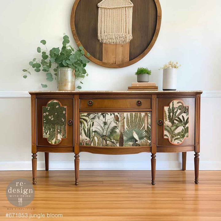 LIMITED! Redesign A1 Decoupage Fibre Paper - JUNGLE BLOOM (59.44cm x 84.07cm) - Rustic Farmhouse Charm
