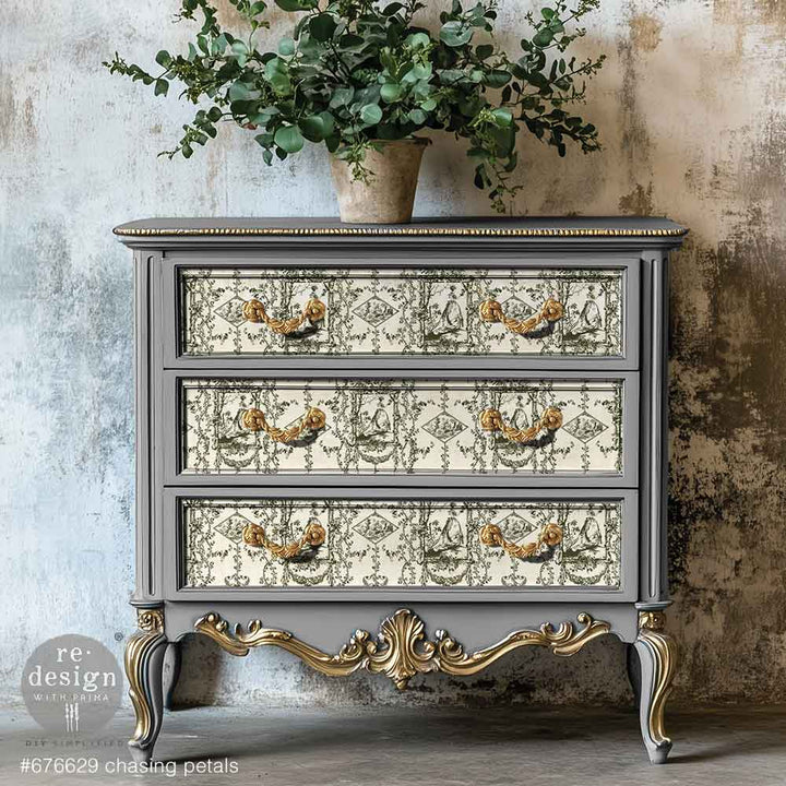 NEW! Redesign Decoupage Tissue Paper - CHASING PETALS by Kacha (48.26cm x 76.2cm) - Rustic Farmhouse Charm