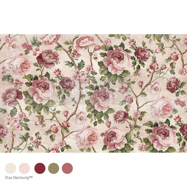 NEW! Redesign Decoupage Tissue Paper - TIMELESS BLOOMS by Kacha (48.26cm x 76.2cm) - Rustic Farmhouse Charm