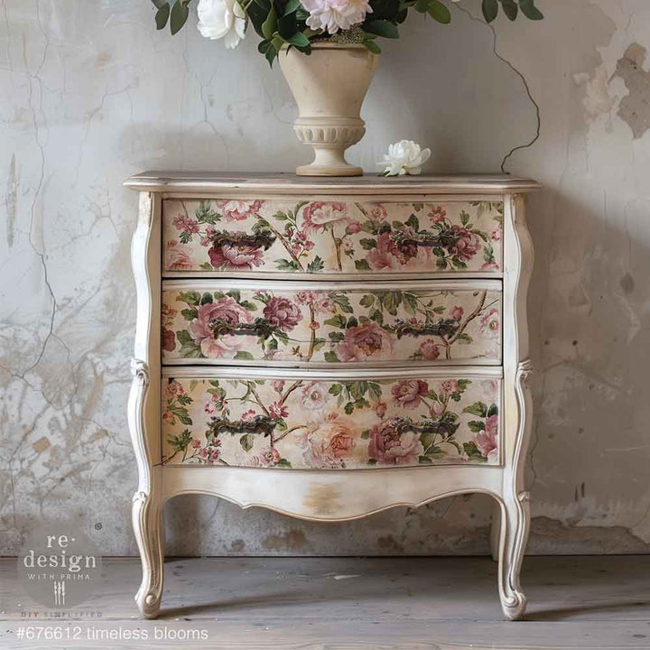 NEW! Redesign Decoupage Tissue Paper - TIMELESS BLOOMS by Kacha (48.26cm x 76.2cm) - Rustic Farmhouse Charm