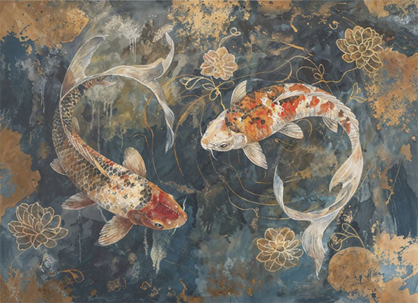 Decoupage Tissue Paper - Koi in Harmony (53.34cm x 73.66cm)