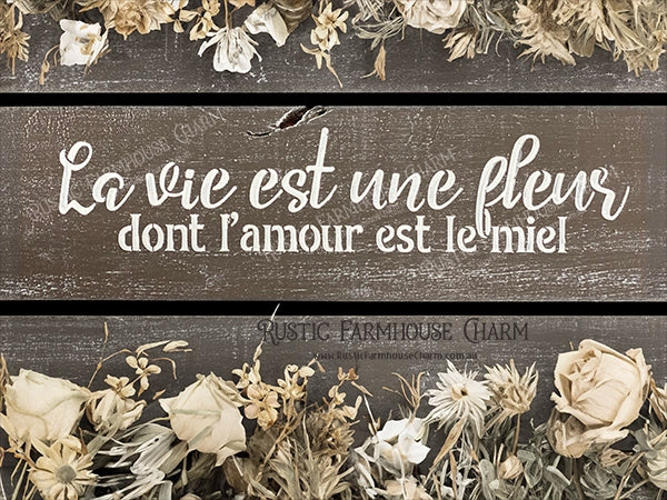 VICTOR HUGO FLOWERS FRENCH QUOTE Designer Stencil by Rustic Farmhouse Charm