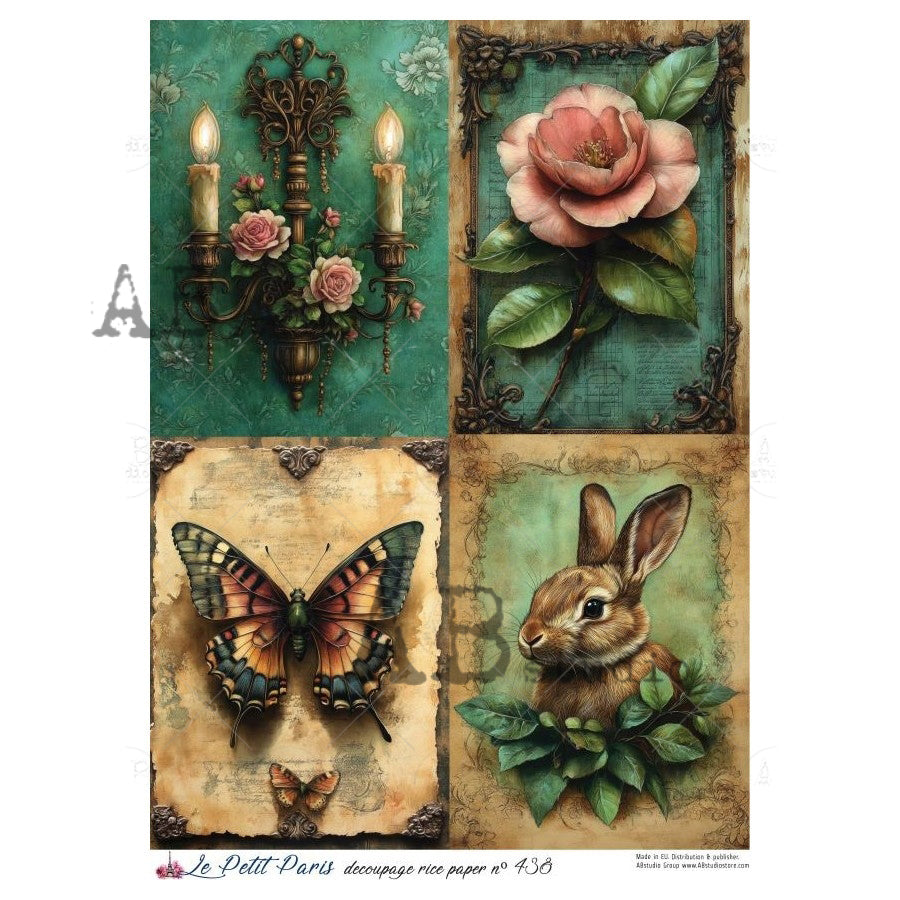 ABstudio Rice Paper - LE PETIT PARIS 438 (A4) - Rustic Farmhouse Charm