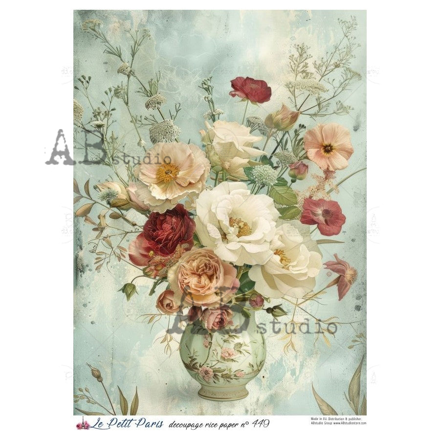 ABstudio Rice Paper - LE PETIT PARIS 449 (A4) - Rustic Farmhouse Charm