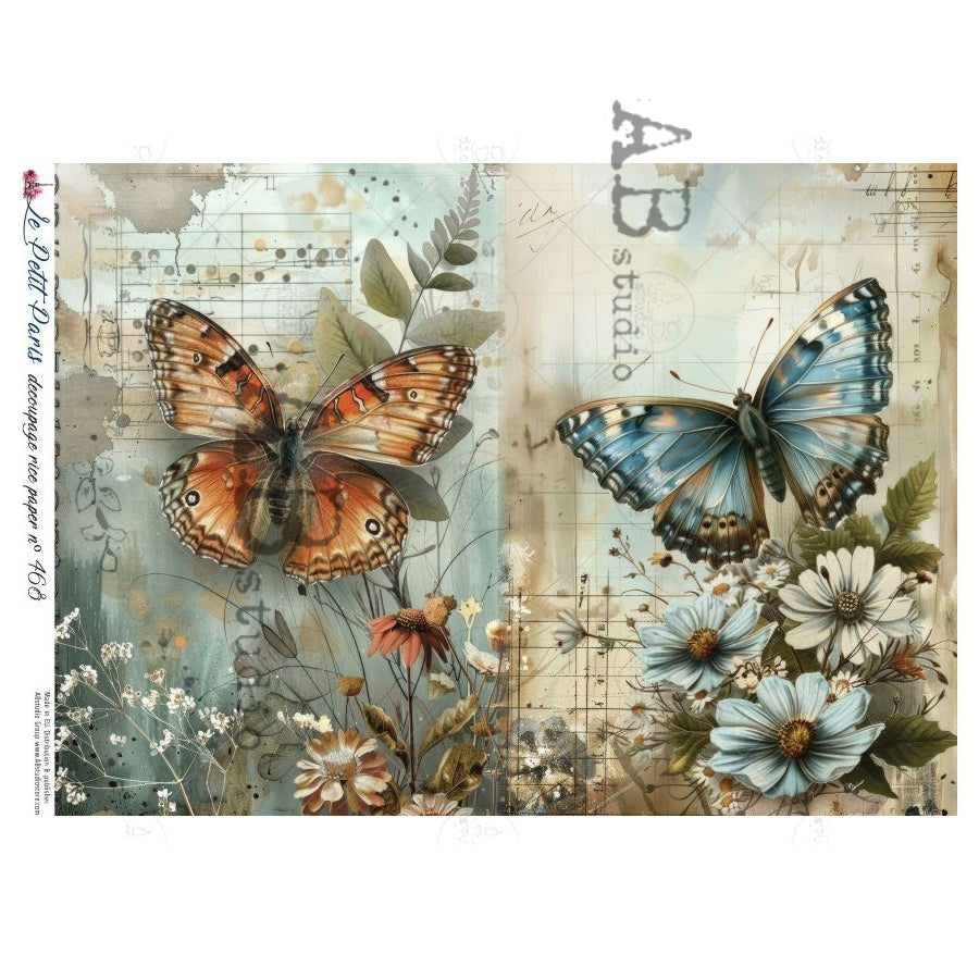 ABstudio Rice Paper - LE PETIT PARIS 468 (A4) - Rustic Farmhouse Charm