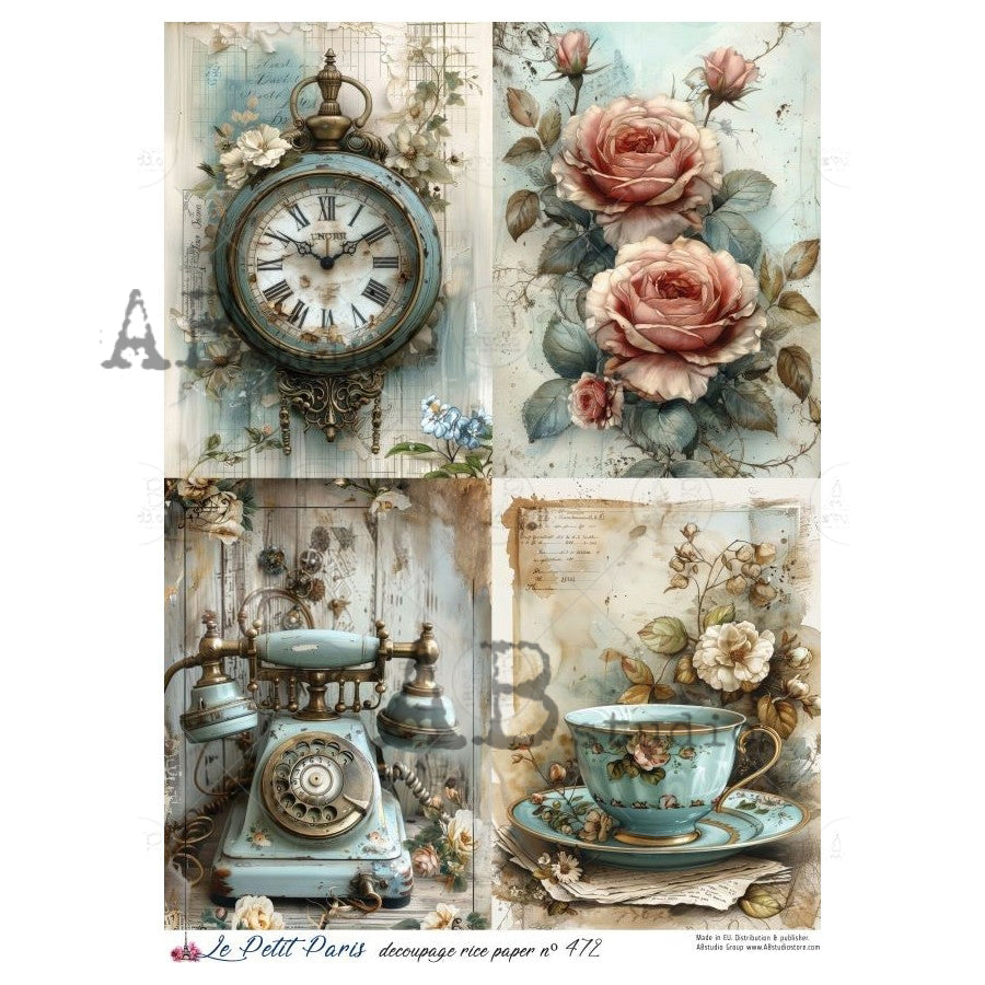 ABstudio Rice Paper - LE PETIT PARIS 472 (A4) - Rustic Farmhouse Charm