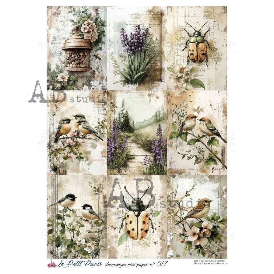 ABstudio Rice Paper - LE PETIT PARIS 517 (A4) - Rustic Farmhouse Charm