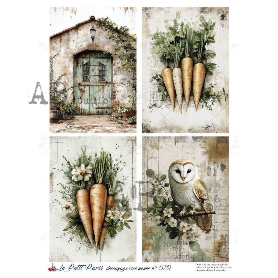 ABstudio Rice Paper - LE PETIT PARIS 520 (A4) - Rustic Farmhouse Charm