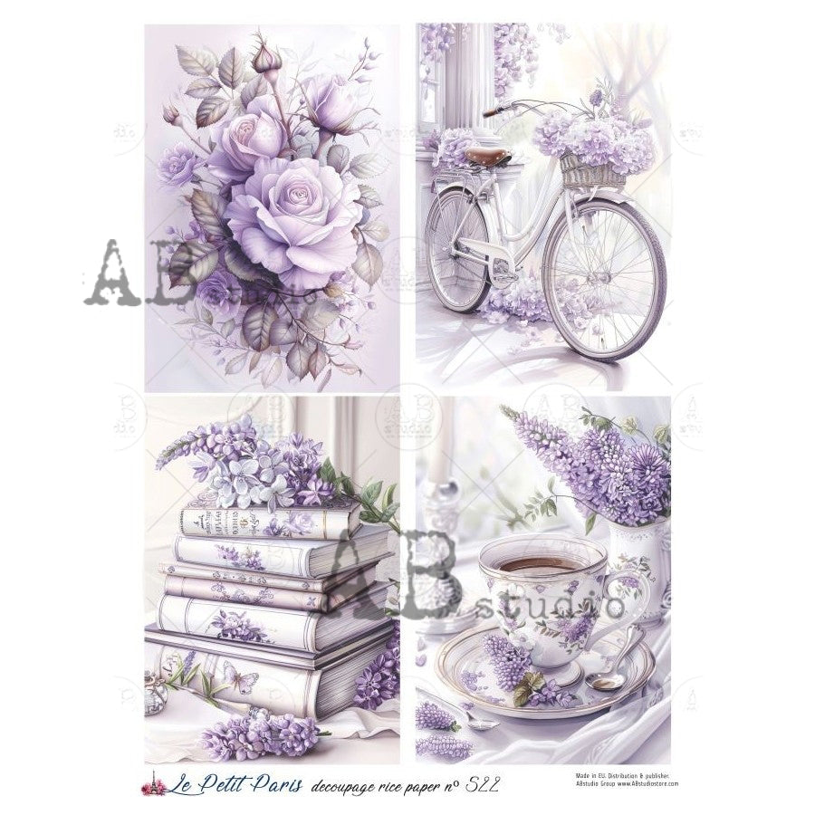 ABstudio Rice Paper - LE PETIT PARIS 522 (A4) - Rustic Farmhouse Charm