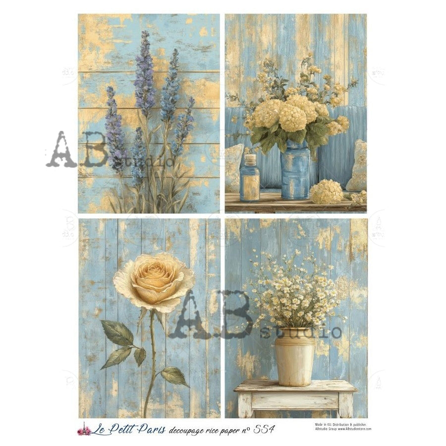 ABstudio Rice Paper - LE PETIT PARIS 554 (A4) - Rustic Farmhouse Charm