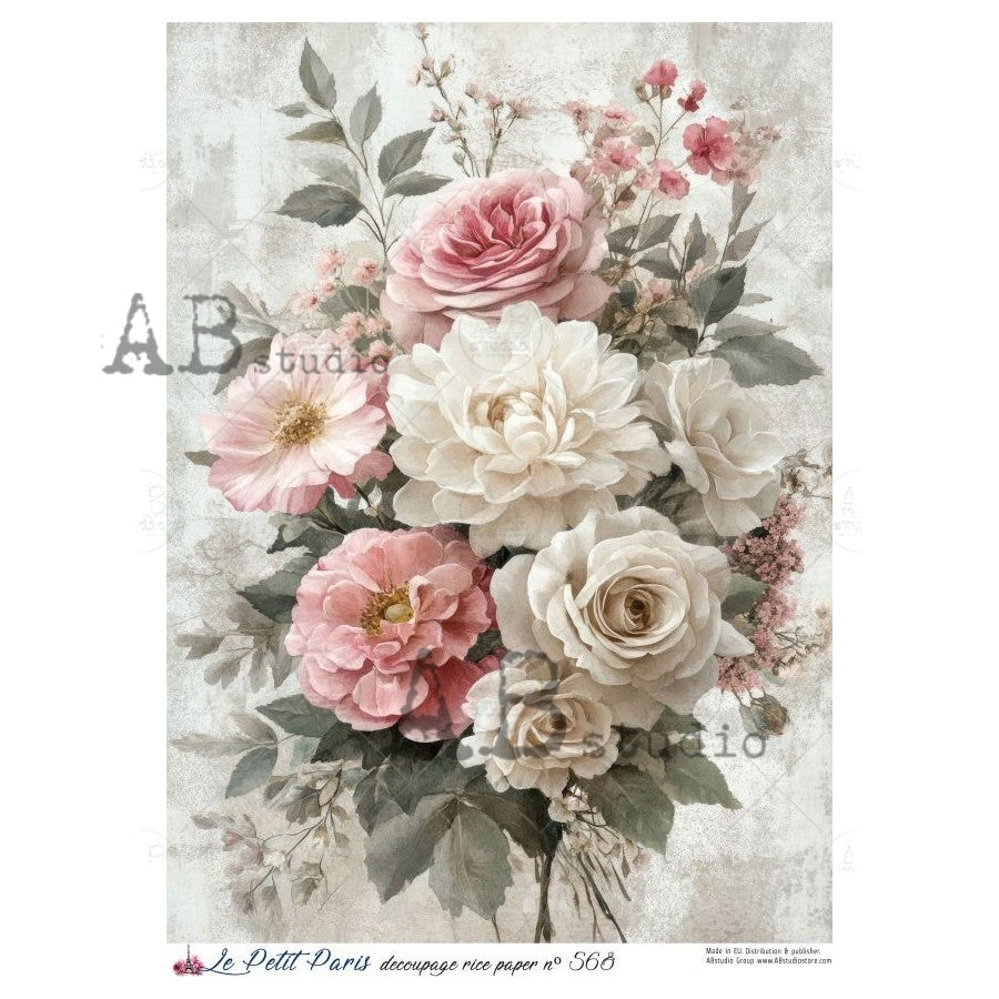 ABstudio Rice Paper - LE PETIT PARIS 568 (A4) - Rustic Farmhouse Charm