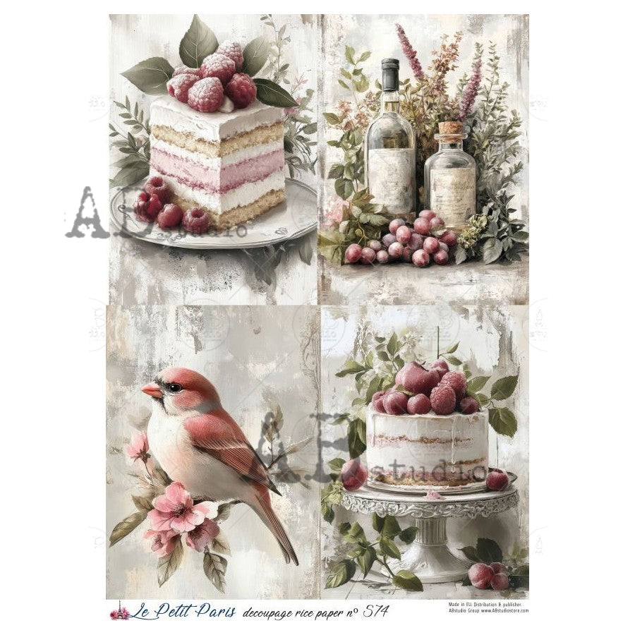 ABstudio Rice Paper - LE PETIT PARIS 574 (A4) - Rustic Farmhouse Charm