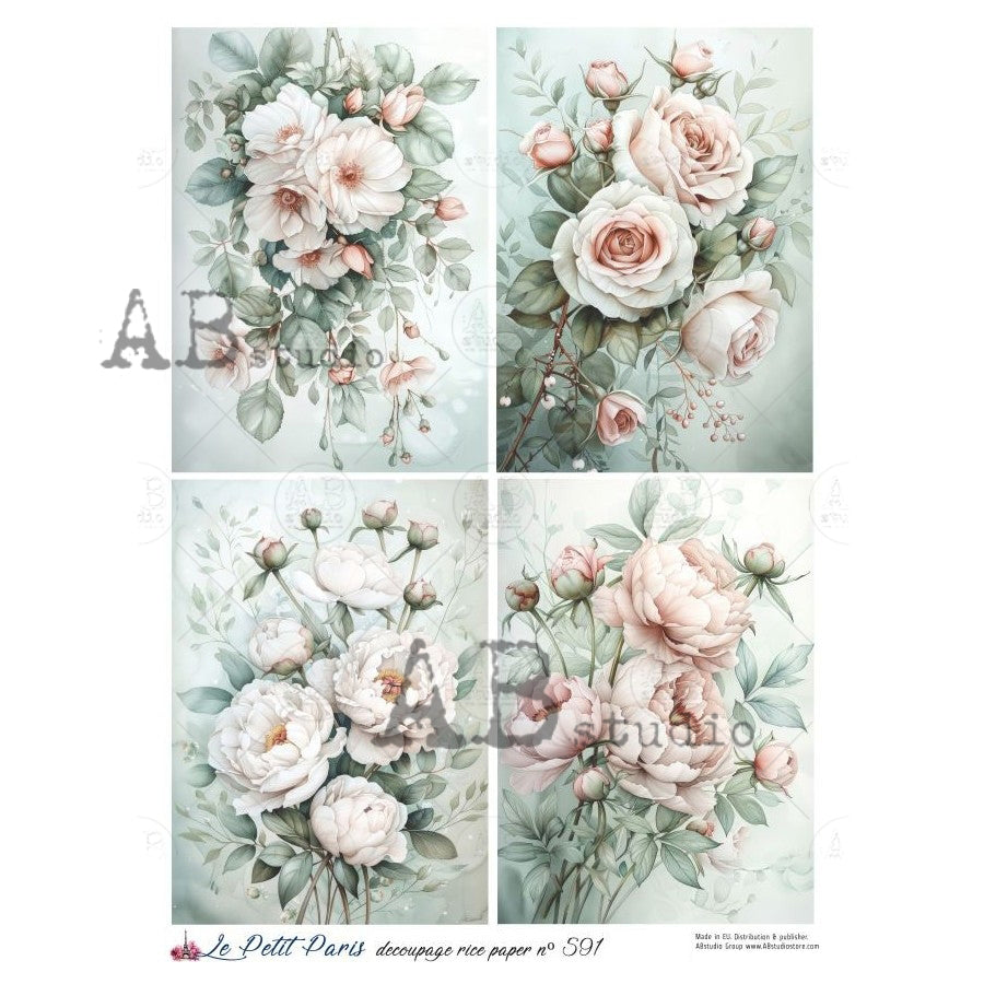 ABstudio Rice Paper - LE PETIT PARIS 591 (A4) - Rustic Farmhouse Charm