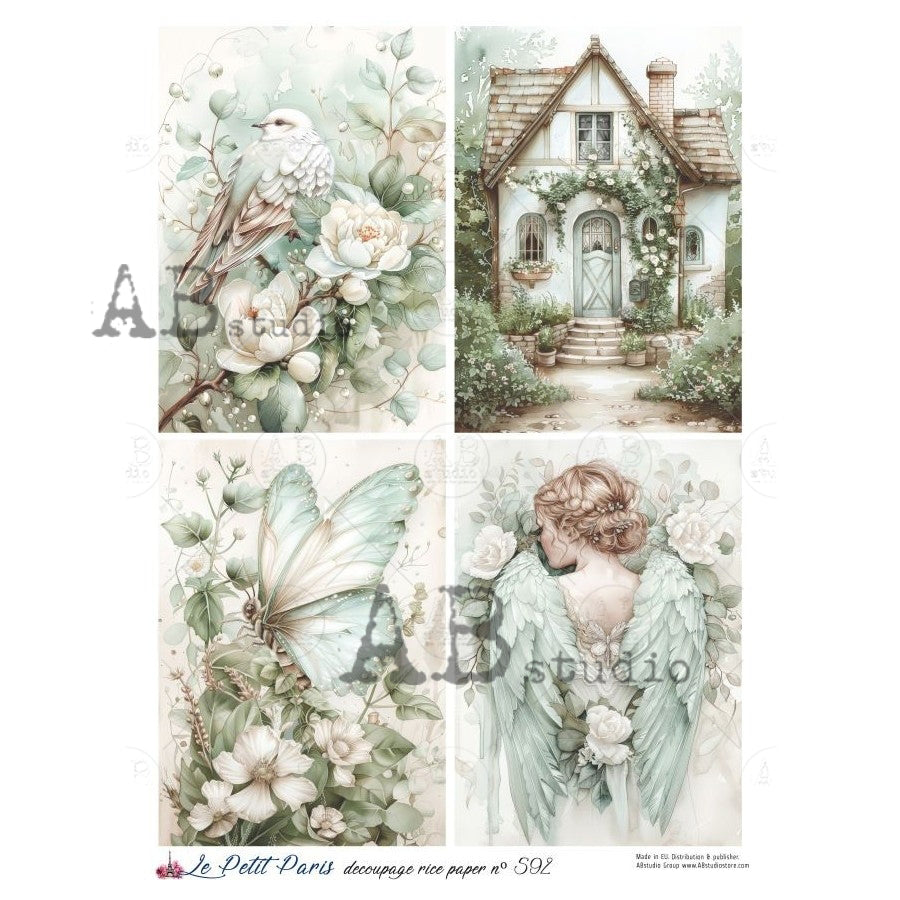 ABstudio Rice Paper - LE PETIT PARIS 592 (A4) - Rustic Farmhouse Charm