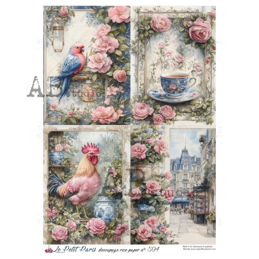 ABstudio Rice Paper - LE PETIT PARIS 594 (A4) - Rustic Farmhouse Charm