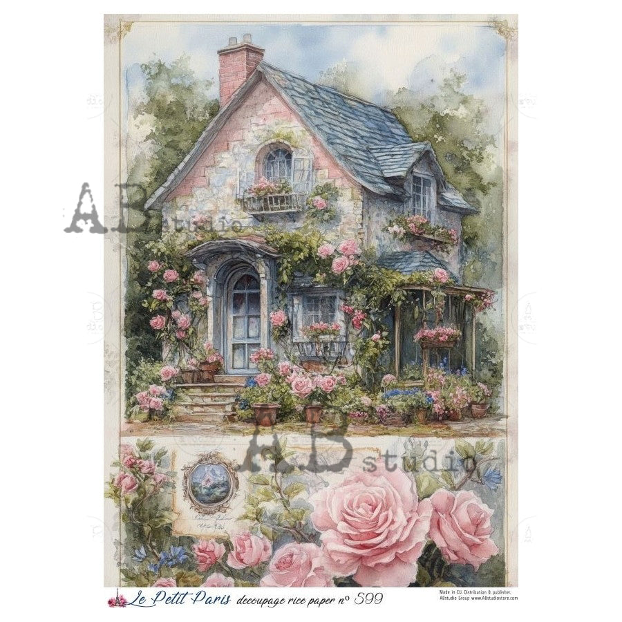 ABstudio Rice Paper - LE PETIT PARIS 599 (A4) - Rustic Farmhouse Charm