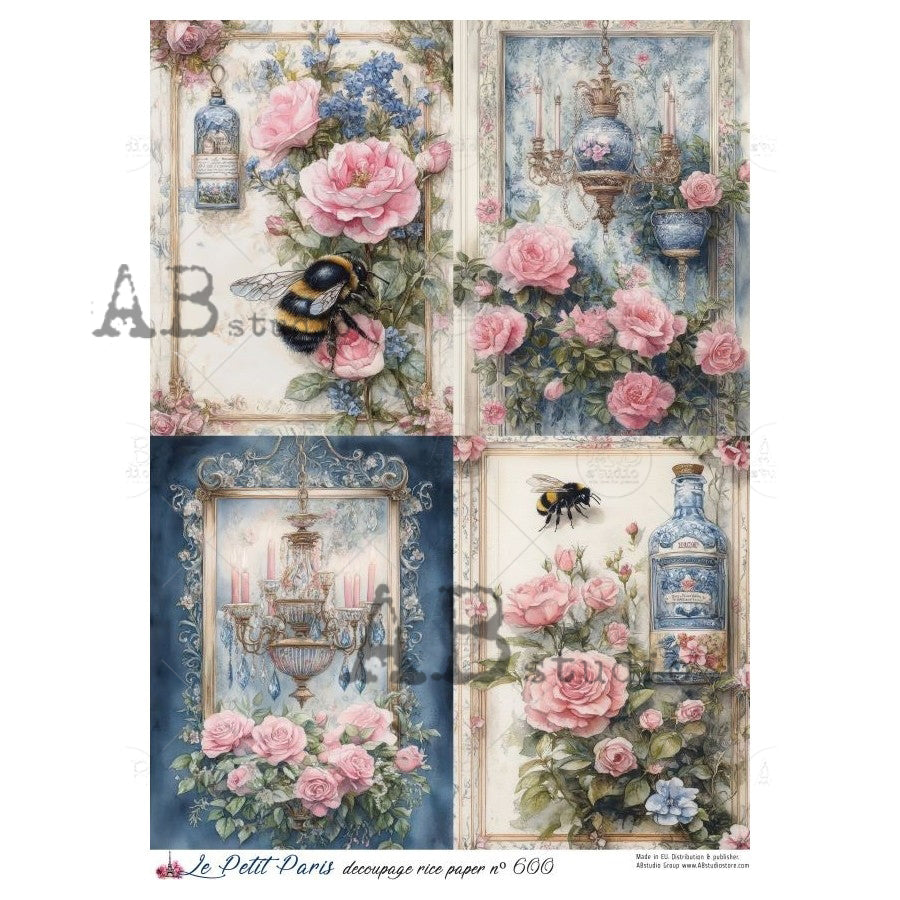 ABstudio Rice Paper - LE PETIT PARIS 600 (A4) - Rustic Farmhouse Charm