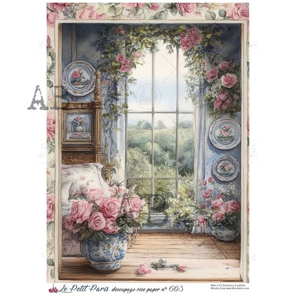 ABstudio Rice Paper - LE PETIT PARIS 603 (A4) - Rustic Farmhouse Charm