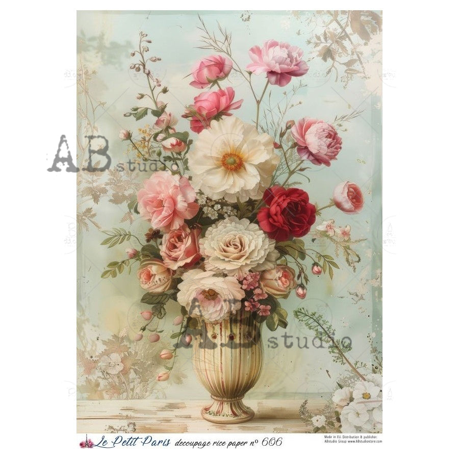 ABstudio Rice Paper - LE PETIT PARIS 606 (A4) - Rustic Farmhouse Charm