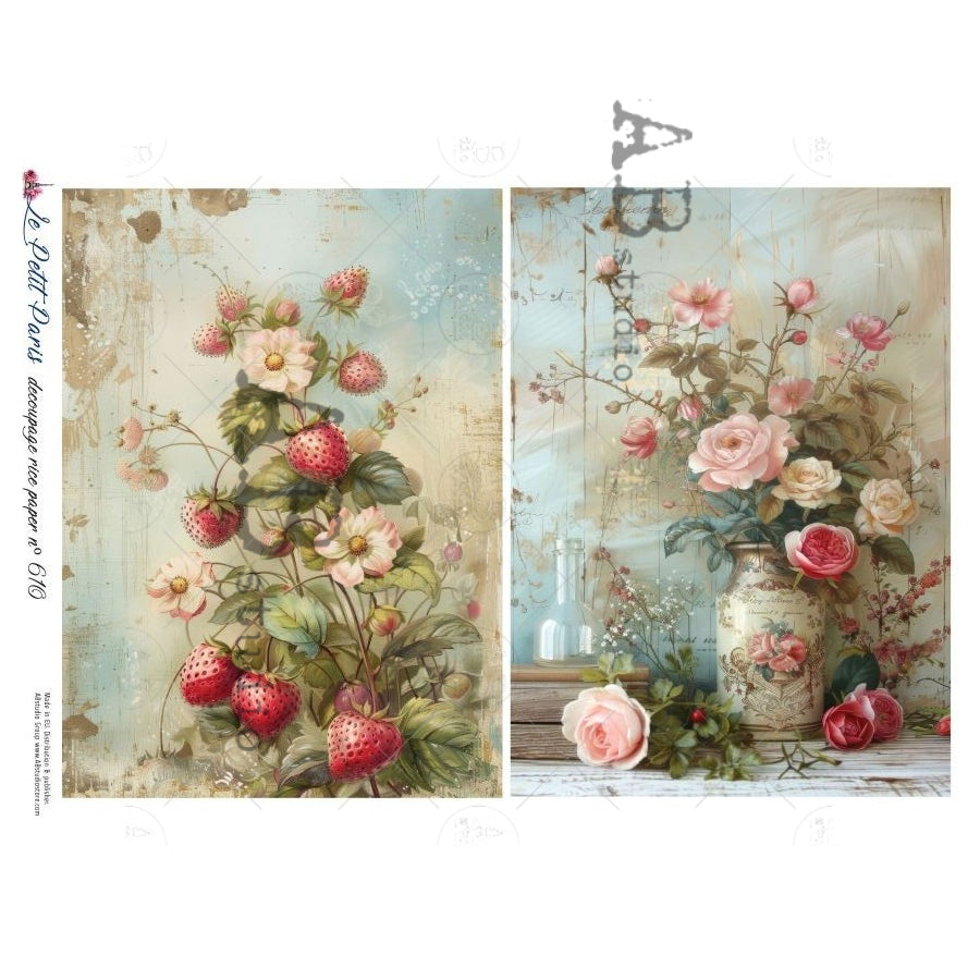 ABstudio Rice Paper - LE PETIT PARIS 610 (A4) - Rustic Farmhouse Charm