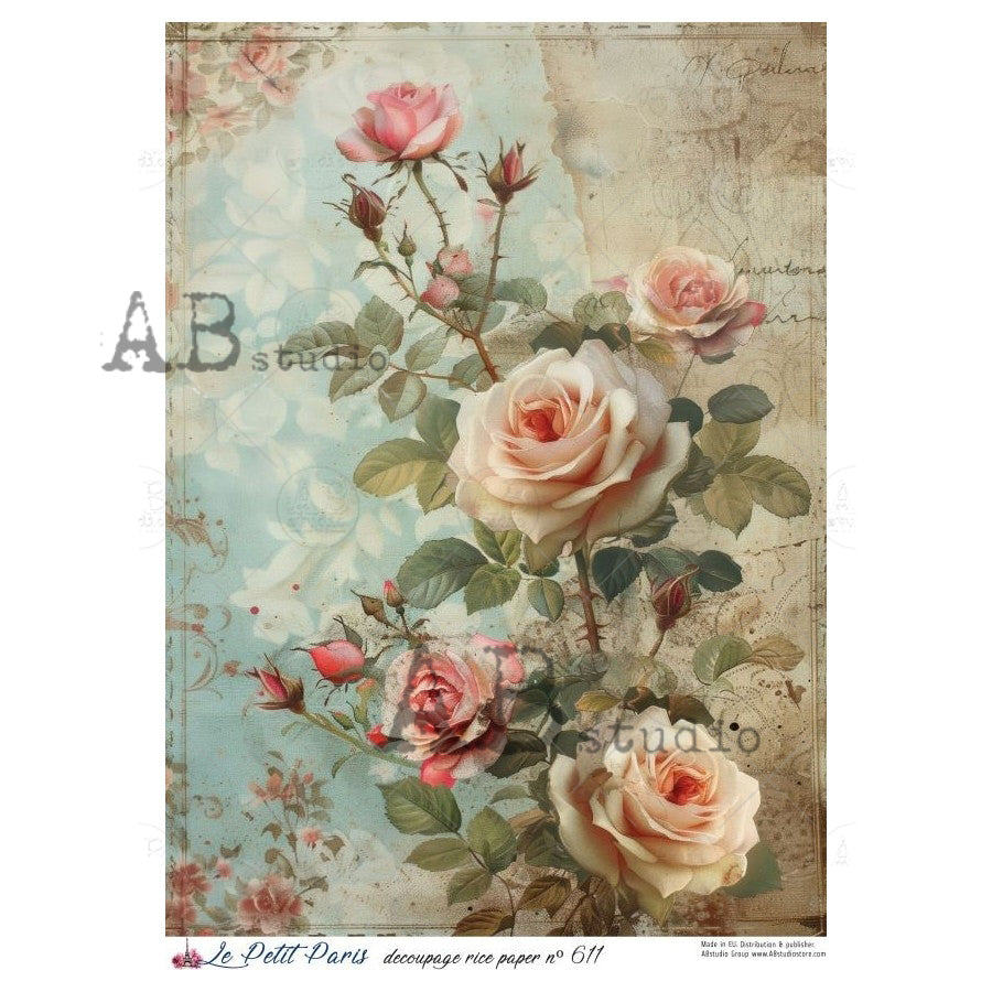 ABstudio Rice Paper - LE PETIT PARIS 611 (A4) - Rustic Farmhouse Charm