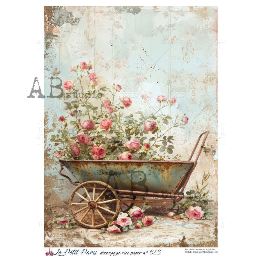 ABstudio Rice Paper - LE PETIT PARIS 625 (A4) - Rustic Farmhouse Charm