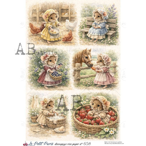 ABstudio Rice Paper - LE PETIT PARIS 658 (A4) - Rustic Farmhouse Charm