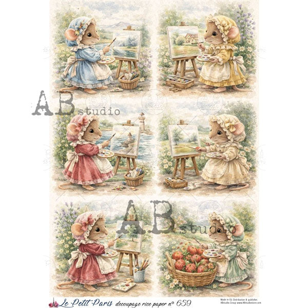 ABstudio Rice Paper - LE PETIT PARIS 659 (A4) - Rustic Farmhouse Charm