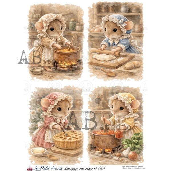 ABstudio Rice Paper - LE PETIT PARIS 661 (A4) - Rustic Farmhouse Charm