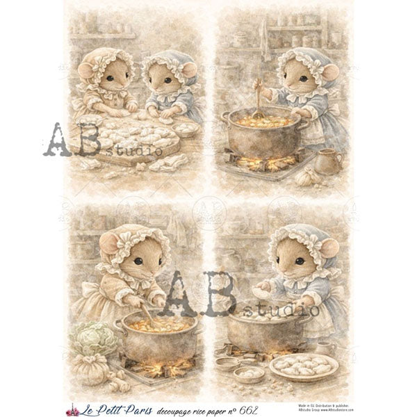 ABstudio Rice Paper - LE PETIT PARIS 662 (A4) - Rustic Farmhouse Charm