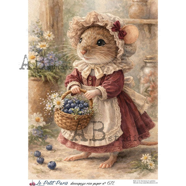 ABstudio Rice Paper - LE PETIT PARIS 672 (A4) - Rustic Farmhouse Charm