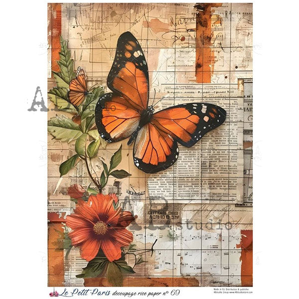 ABstudio Rice Paper - LE PETIT PARIS 69 (A4) - Rustic Farmhouse Charm