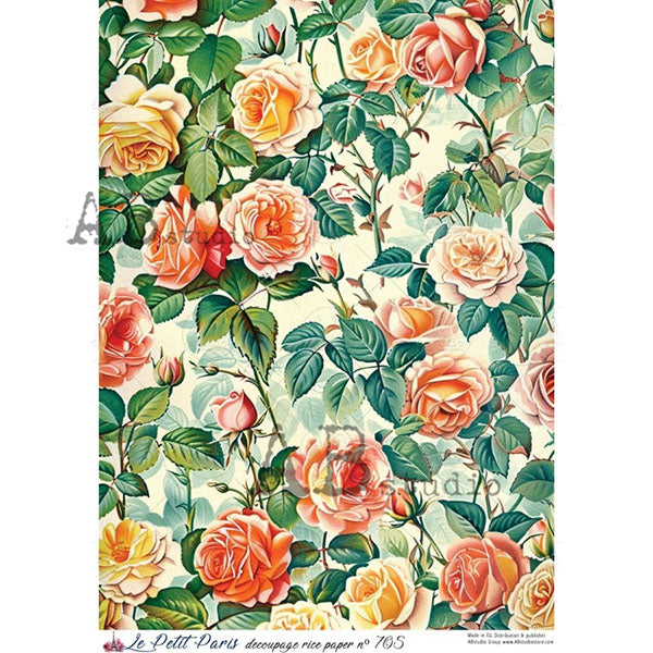 ABstudio Rice Paper - LE PETIT PARIS 705 (A4) - Rustic Farmhouse Charm