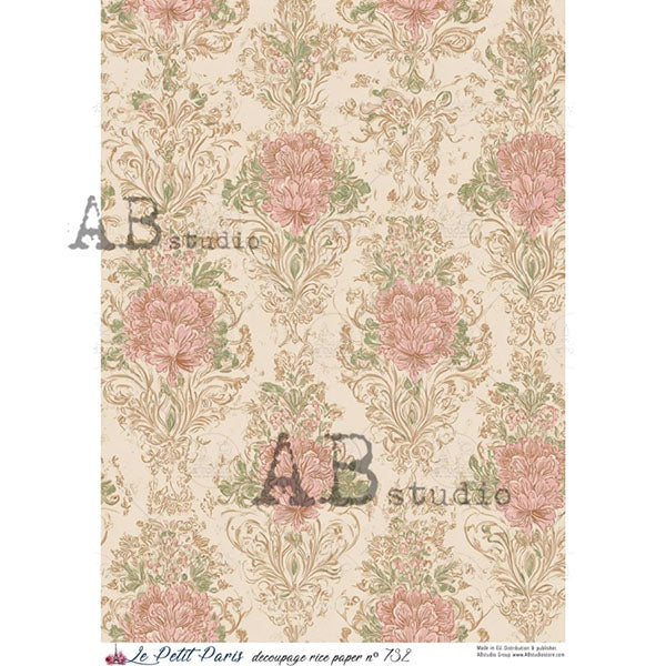 ABstudio Rice Paper - LE PETIT PARIS 732 (A4) - Rustic Farmhouse Charm