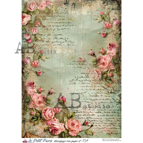 ABstudio Rice Paper - LE PETIT PARIS 734 (A4) - Rustic Farmhouse Charm
