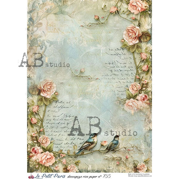 ABstudio Rice Paper - LE PETIT PARIS 735 (A4) - Rustic Farmhouse Charm