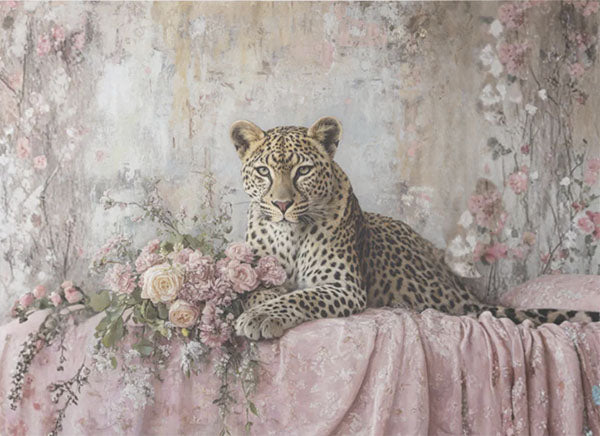 Decoupage Tissue Paper - Leopard & Roses (53.34cm x 73.66cm)
