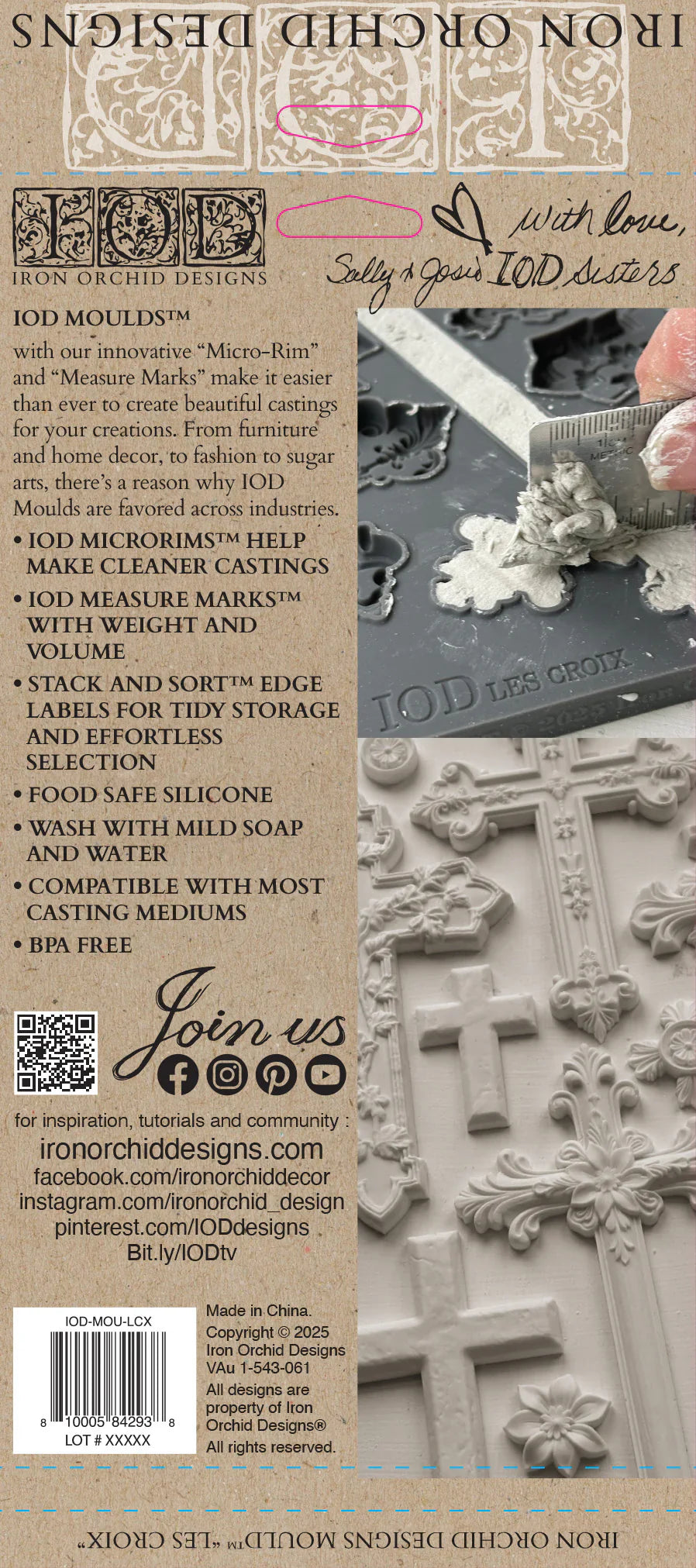 NEW! IOD Mould - LES CROIX (6"x10", 15.24cm x 25.4cm) - Rustic Farmhouse Charm