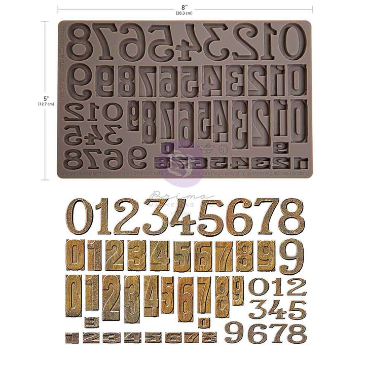 NEW! Finnabair Mould - LETTERPRESS NUMBERS (5" x 8")