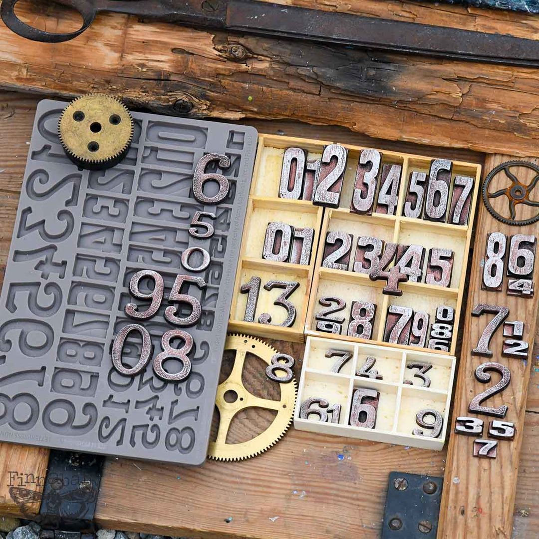 NEW! Finnabair Mould - LETTERPRESS NUMBERS (5" x 8")