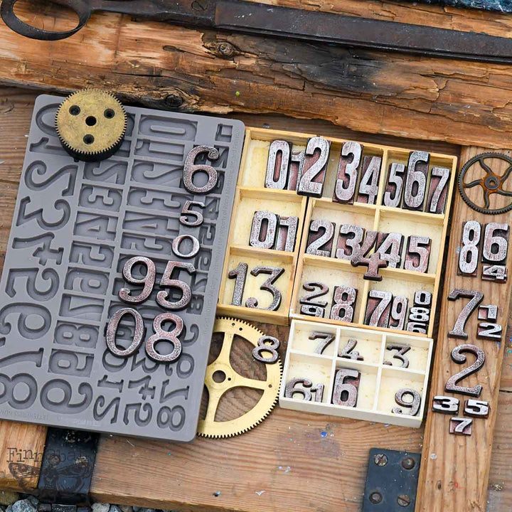 NEW! Finnabair Mould - LETTERPRESS NUMBERS (5" x 8")